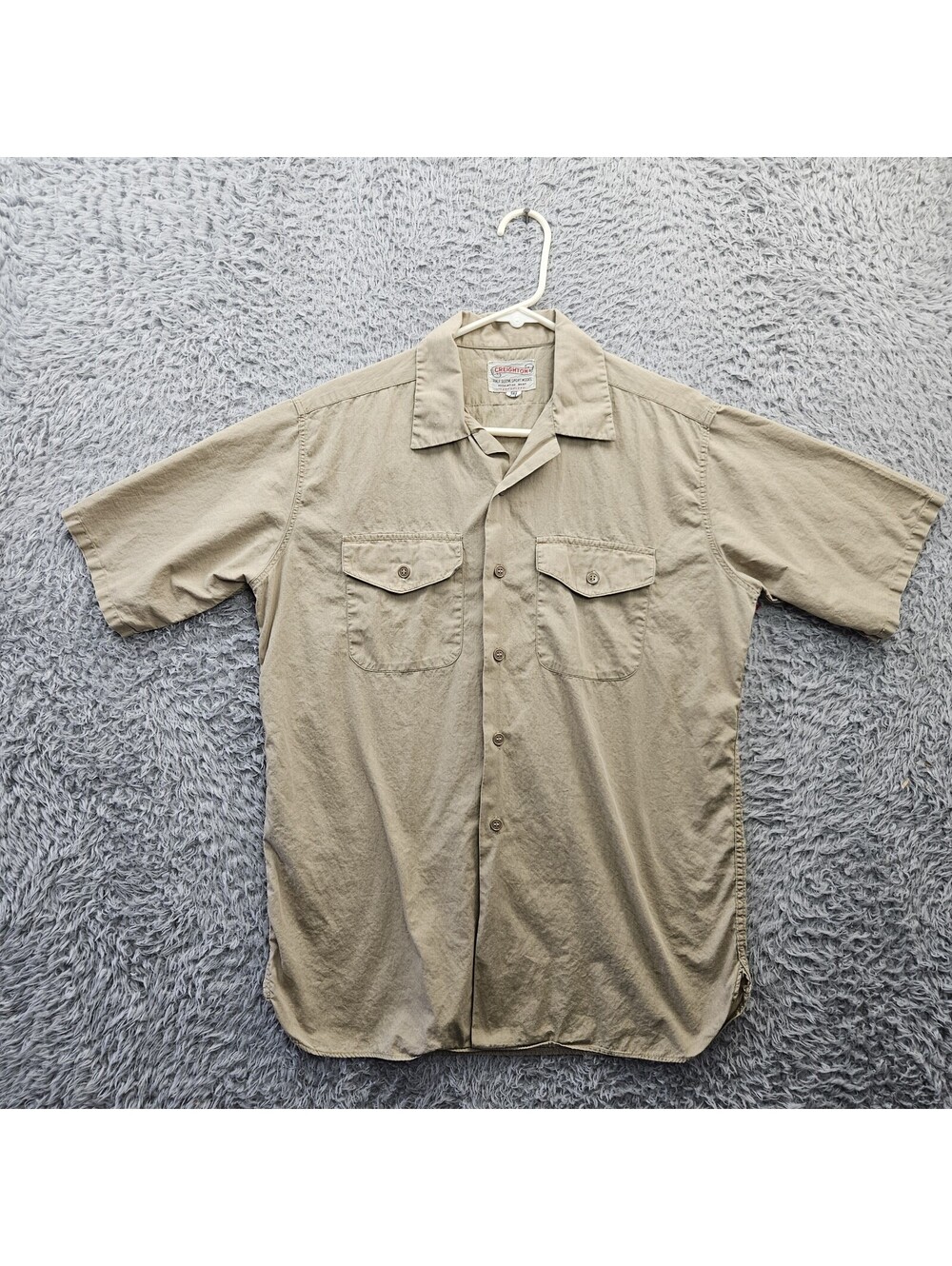 Vintage 1967 CREIGHTON Half Sleeve Sport Model Shirt Sanforized Medium Military